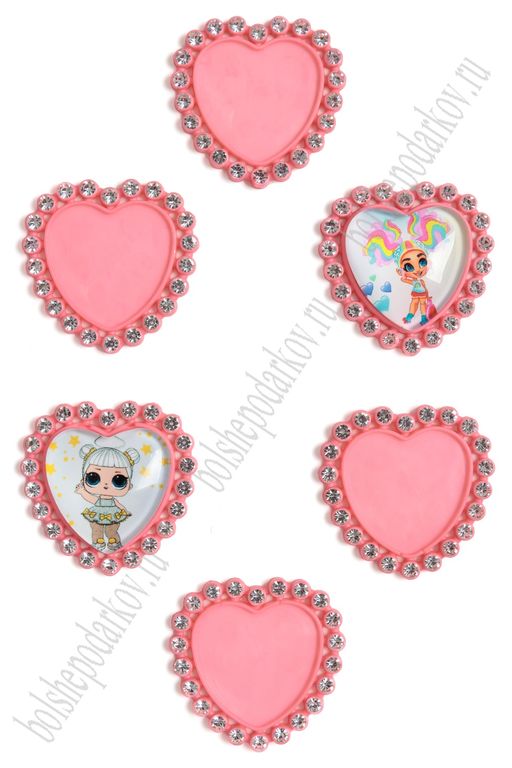 Крышечка со стразами "Сердечко" (10 шт) SF-3632, розовый №005/1