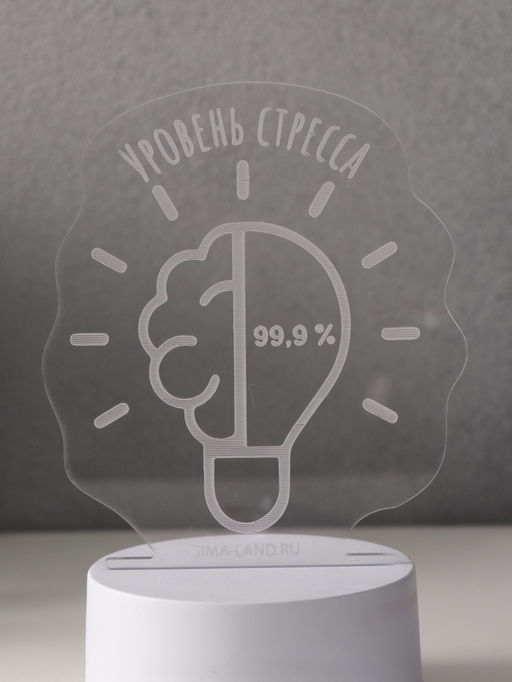 Светильник 3D RISALUX «Уровень стресса 99.9%», LED-ночник, RGB, от сети, 9.5×12.8×14.9 см
