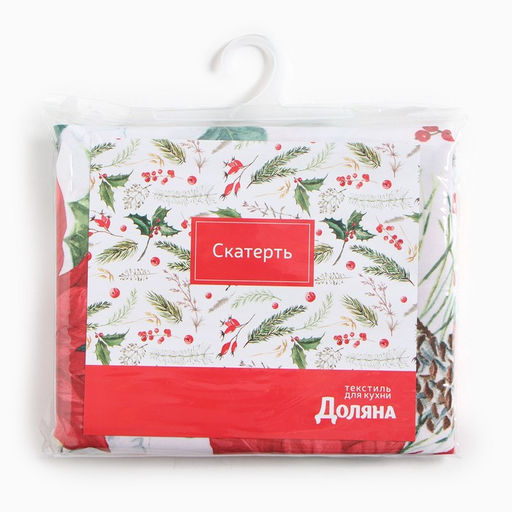 Скатерть Доляна Рождественские цветы 145*180 см, 100% п/э  фото 8