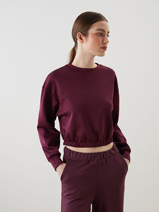 Bisiklet Yaka Crop Kad?n Sweatshirt