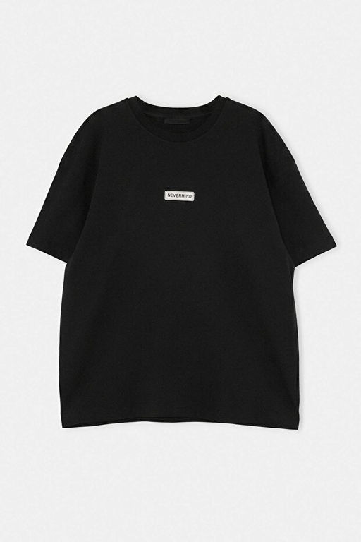 Siyah Oversize/Geni_ Kesim Slogan Bask_l_ _rme %100 Pamuk T-Shirt TMNSS26TS00086 - Trendyolmilla фото 2