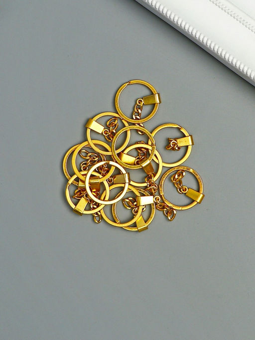 Основа для брелока кольцо металл с плоским креплением золото набор 12 шт 3х6 см