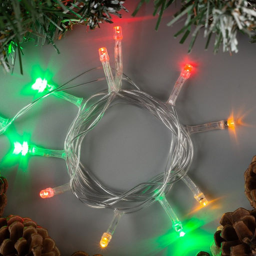 Цена за 3 шт. Гирлянда Нить 1.2 м, IP20, прозрачная нить, 12 LED, свечение мульти, фиксинг, 220 В
