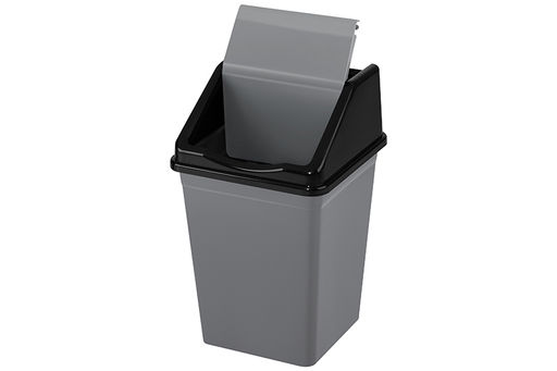 Ведро для мусора с подвижной крышкой 10 л 22,5*22,5*35 см квадратное серый/черный (941018) - Elan gallery фото 5