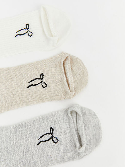 Fiyonk Bask?l? Kad?n Patik ?orap 5li