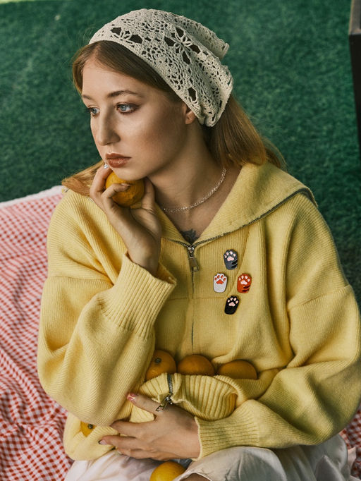 Набор значков (4 шт.) Лапки кошачьи, цветной в золоте