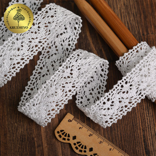 Тесьма вязаная KRUZHEVO 25мм TBY.5012 цв.02 белый уп.25м