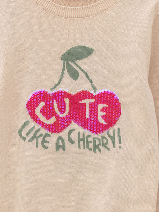 Bisiklet Yaka Desenli Pul ??lemeli Uzun Kollu K?z ?ocuk Triko Kazak - Waikiki фото 3