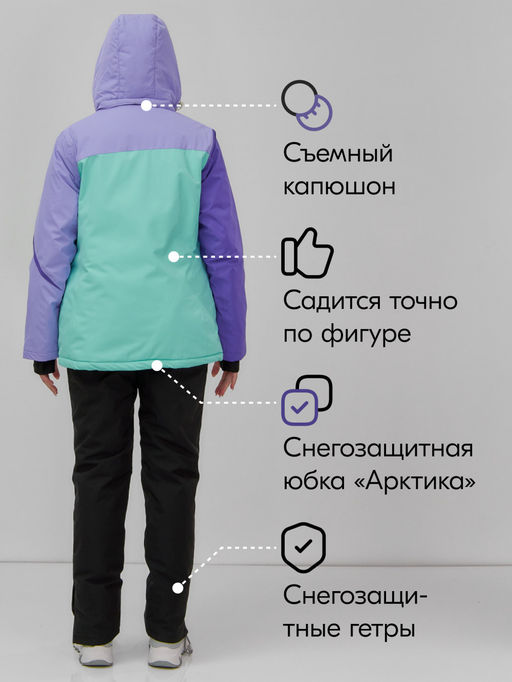 Горнолыжный костюм женский зимний бирюзового цвета 016Br - Chunmai фото 3