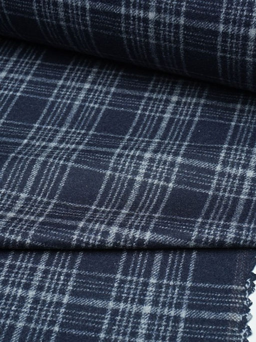 Шерсть пальтово-костюмная Твид Клетка цв.серо-голубой на синем, ш.1.5м, шерсть-60%, п/э-40% - Купава фото 8