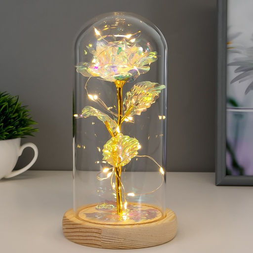 Фигурка светящаяся колба RISALUX Яркий цветок, LED-ночник, от батареек 3?ААА, 11?11?21.5 см  фото 2