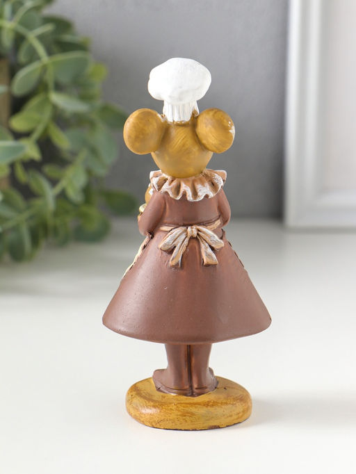Фигурка полистоун «Мышка-пекарь в тёмном платье, с хлебом», 6×4.5×13 см