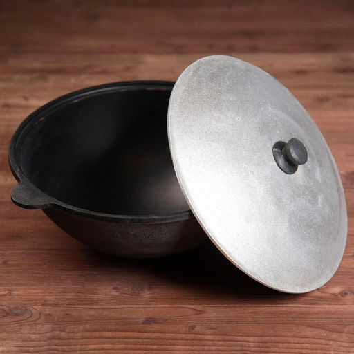 Казан Шафран, 8 л, круглое дно, алюминиевая крышка, чугун