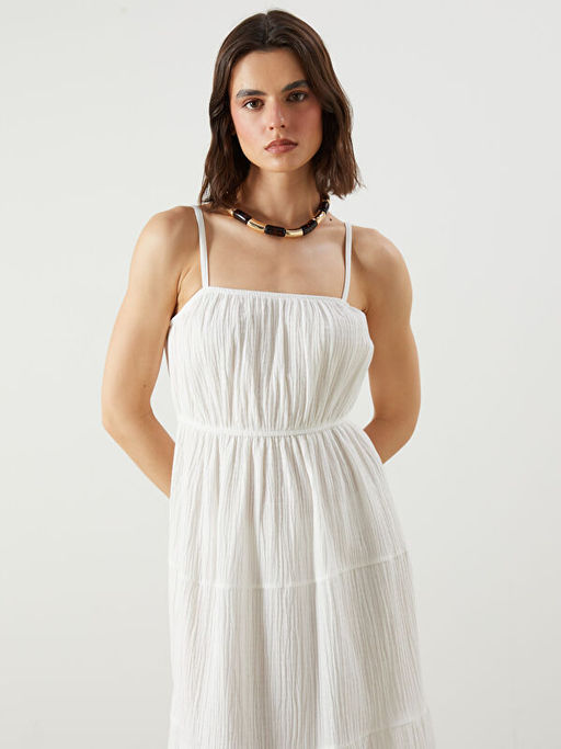 U Yaka B?zg?l? A Kesim M?slin Elbise