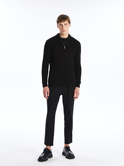 Dik Yaka Uzun Kollu Erkek Triko Kazak