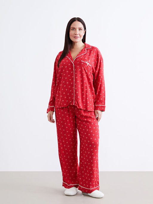 G?mlek Yaka Kad?n Pijama Tak?m?