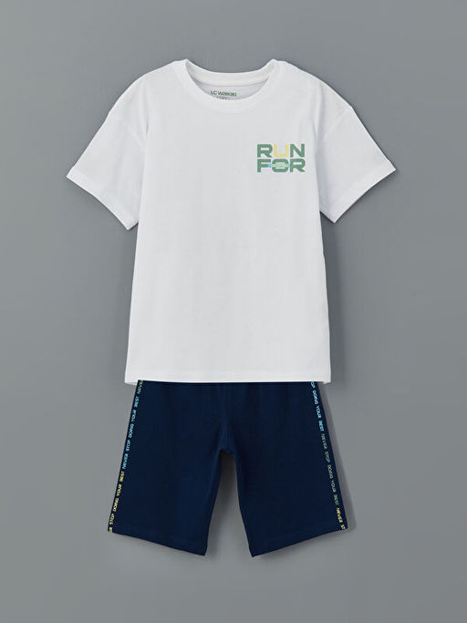 Bisiklet Yaka Erkek ?ocuk ?ortlu Pijama Tak?m?