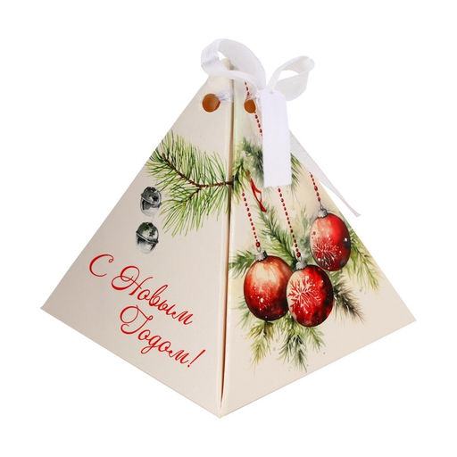 Цена за 5 шт. Бонбоньерка, новогодняя подарочная упаковка «Ягоды и игрушки», 7×7×7.5 см