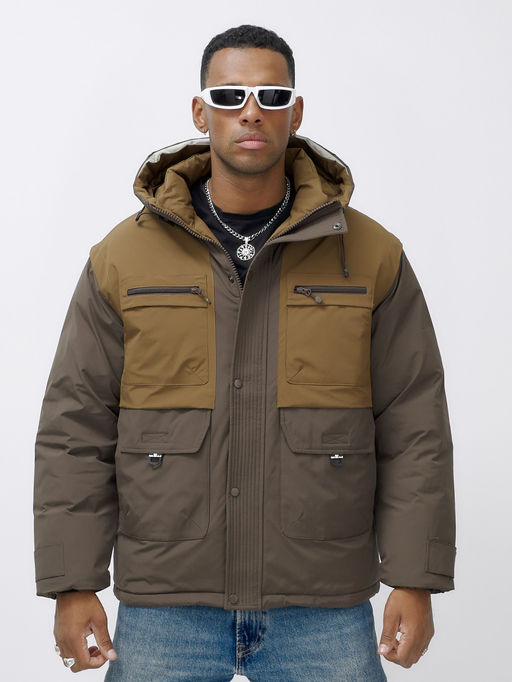 Куртка спортивная мужская зимняя с капюшоном коричневого цвета 609_1K - Mtforce фото 8