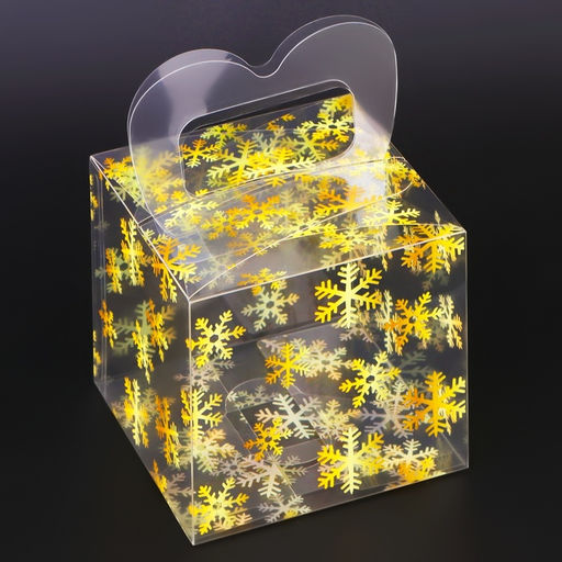 Цена за 5 шт. Коробка подарочная новогодняя складная ПВХ Снежинки 10?10?10 см - UPAK LAND фото 2