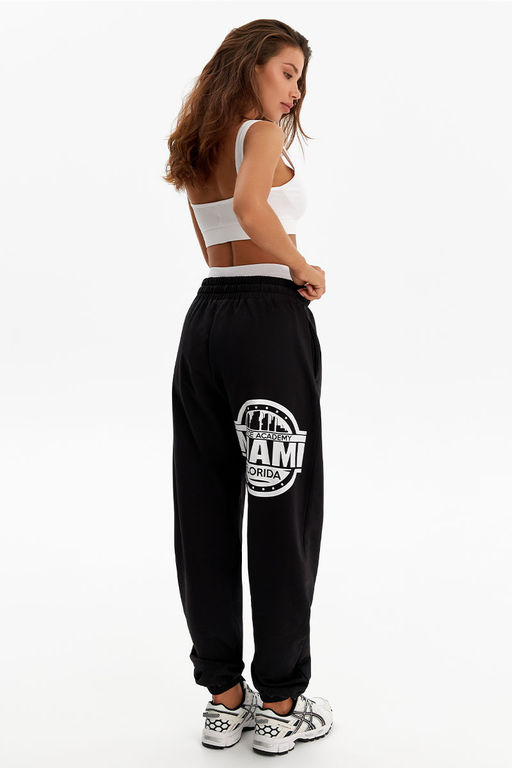 Штаны/брюки Майами для танцев черные c белым принтом