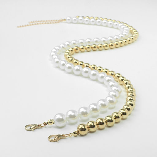 Бусы Олимпия с жемчугом, две нити, цвет золото, 45 см