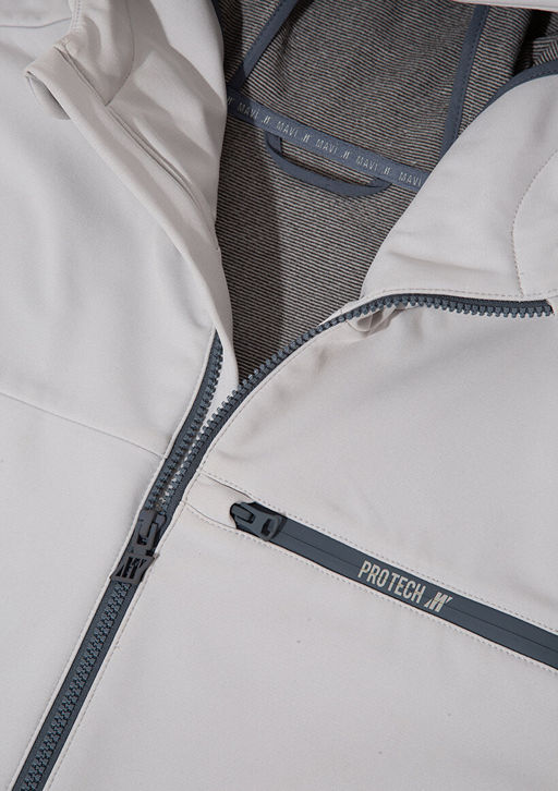 Kapusonlu Gri Ceket - Mavi фото 9