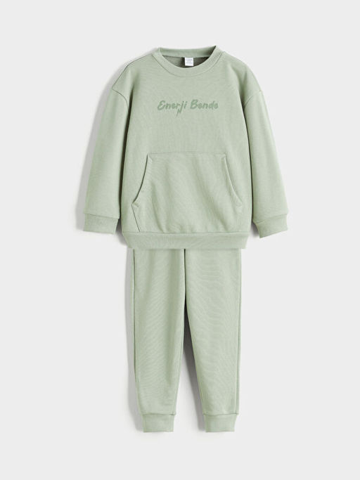 Bask?l? Erkek ?ocuk Sweatshirt ve E?ofman Alt?