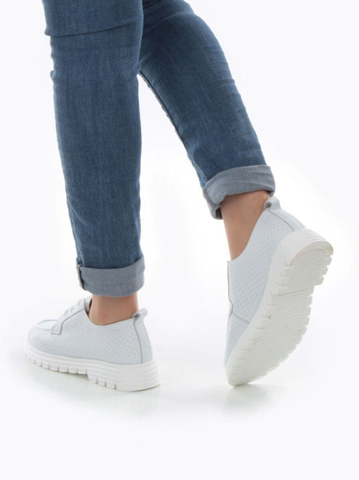 03-PDD161-1 WHITE Полуботинки женские (натуральная кожа) - Фабричный китай фото 17