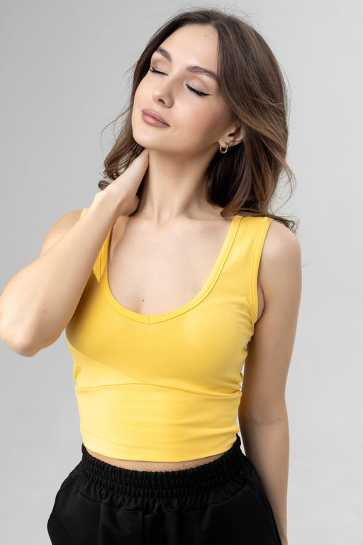 Кроп-топ майка из хлопка с лайкрой