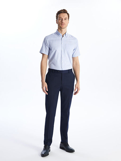 Regular Fit K?sa Kollu ?izgili Oxford Erkek G?mlek