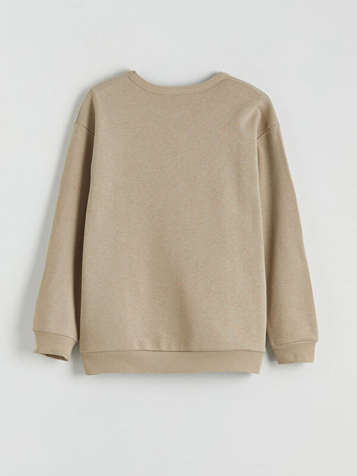 Bisiklet Yaka Bask?l? Erkek ?ocuk Kal?n Sweatshirt