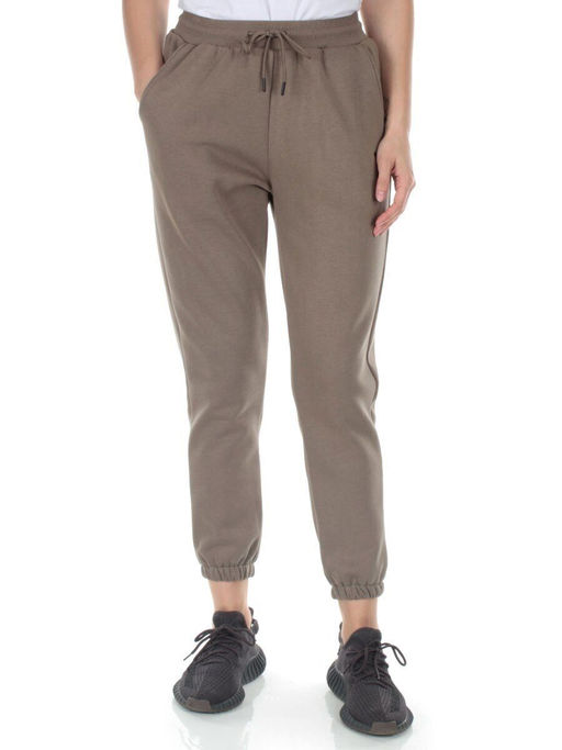 E752 GRAY/BEIGE Брюки спортивные утепленные женские (хлопок 95%, полиэстер 5%)