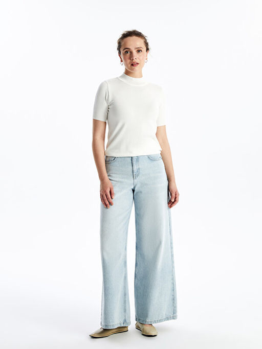 Dik Yaka D?z K?sa Kollu Kad?n Triko Kazak - Waikiki фото 2