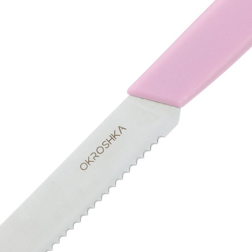 Нож cтоловый OKROSHKA САЛАТ, лезвие 11 см, с серрейторной заточкой, розовая ручка OK225P-PN-CTS