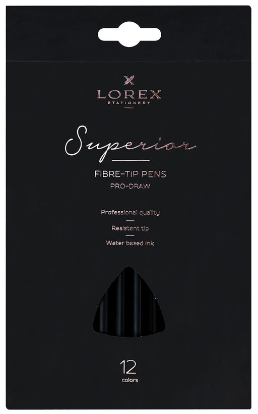 Фломастеры LOREX PRO-DRAW SUPERIOR классические 12 цв. трехгранный корпус, стандартные, ка...