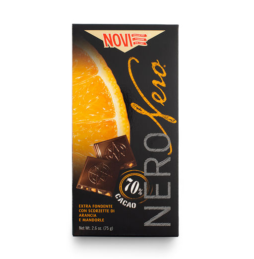 Шоколад Novi Nero горький с апельсином и миндалем 75 г, Италия
