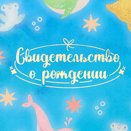 Свидетельство о рождении Дельфины тиснение, А5 - Дарим Красиво фото 2