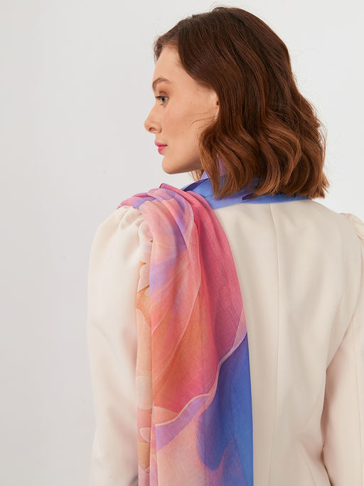 Большой, мягкий, тонкий и очень нежный двусторонний палантин с рисунком в стиле арт-деко - Tantino фото 8