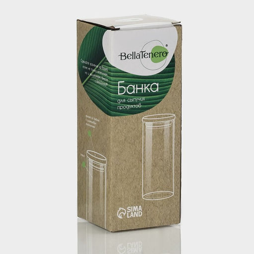 Банка для хранения BellaTenero «Эко», 300 мл, 5.5×15.5 см, с бамбуковой крышкой, стекло, прозрачная