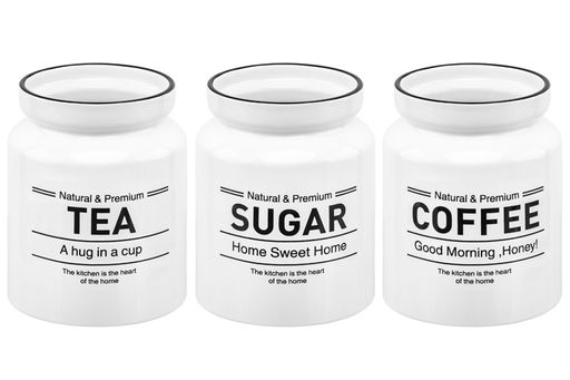 Набор 3 банок д/хранения 1 л 12*12*17 см Tea, Coffee, Sugar с крышкой, белый - Elan gallery фото 15