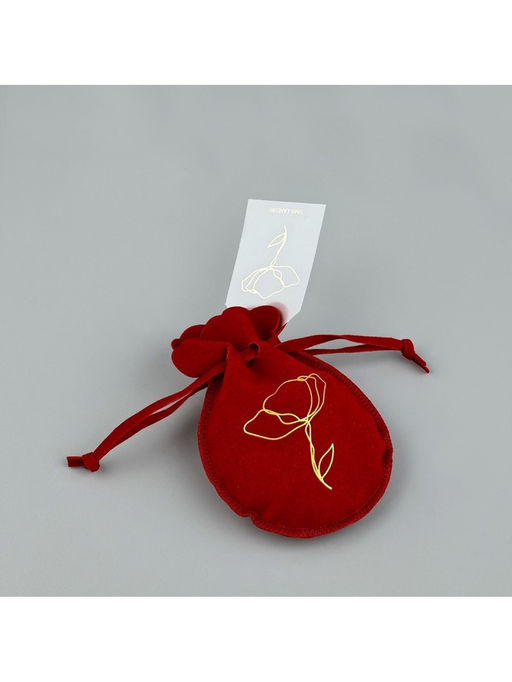 Цена за 5 шт. Мешочек подарочный замшевый Цветок, красный, тиснение, 9?12 см  1.5 см