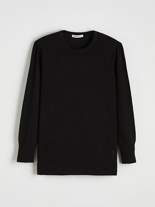 Bisiklet Yaka Ta?l? Kad?n Triko Kazak