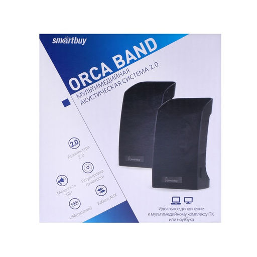 Компьютерные колонки SmartBuy ORCA BAND SBA-1000, 2.0, 2×3 Вт, USB, Jack 3.5 мм, черные