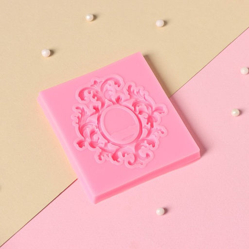 Молд для заливки Доляна Вензели. Рамка, силикон, 6.7?7.5 см, розовый фото 2