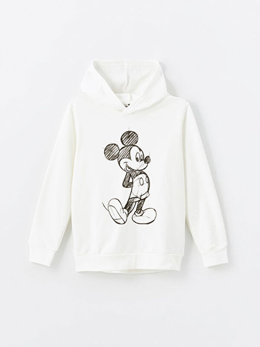 Kap??onlu Mickey Mouse Bask?l? Uzun Kollu K?z ?ocuk Sweatshirt