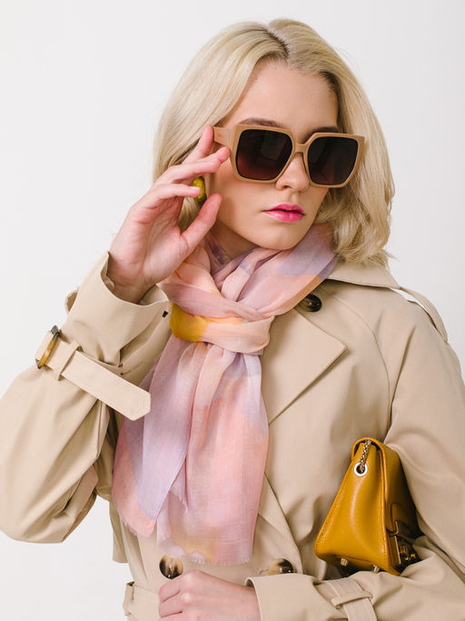 Большой, мягкий, тонкий и очень нежный двусторонний палантин с рисунком в стиле арт-деко - Tantino фото 7