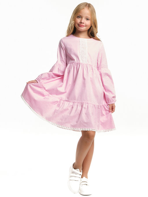 Нарядное платье для девочки модная детская одежда UD 7776 роз клетка - Mini maxi фото 4