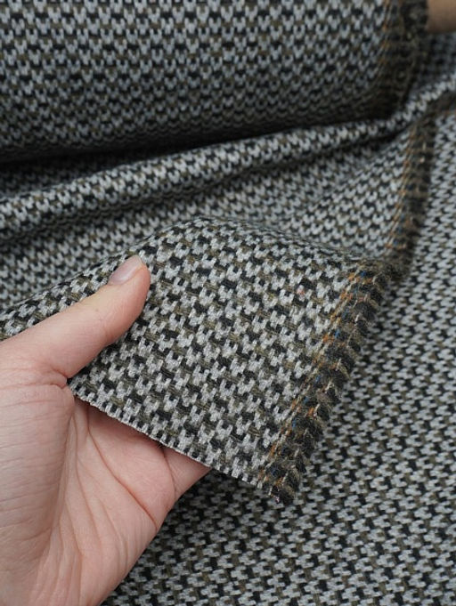Шерсть пальтово-костюмная Твид Букле цв.серый/хаки, ш.1.55м, шерсть-50%, п/э-50%, 460гр/м.кв - Купава фото 4