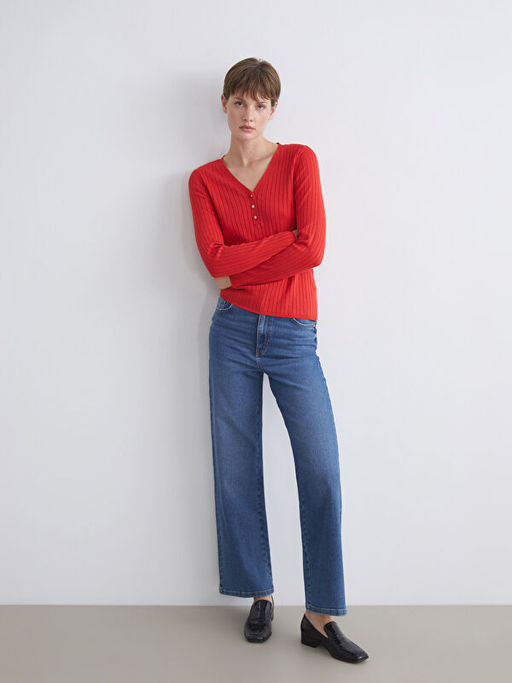 V Yaka Kad?n Triko Kazak